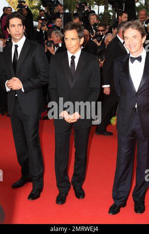 David Schwimmer, ben Stiller e Martin Short partecipano alla Premiere 'Madagascar 3: Il più ricercato d'Europa' durante il 65th° Festival annuale del cinema di Cannes che si tiene al Palais des Festivals di Cannes, Francia. 18th maggio 2012. Foto Stock