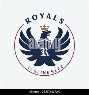 Emblema di lettera reale con l'aquila americana incoronata. Illustrazione vettoriale Illustrazione Vettoriale