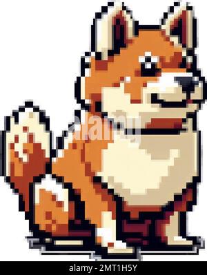 dog shiba inu genera un'illustrazione vettoriale pixel art Illustrazione Vettoriale
