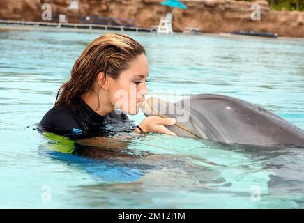 Esclusivo!! Miss Pennsylvania Lauren Merola a Dolphin Cay ad Atlantis, Paradise Island alle Bahamas 06/13/08. Foto Stock