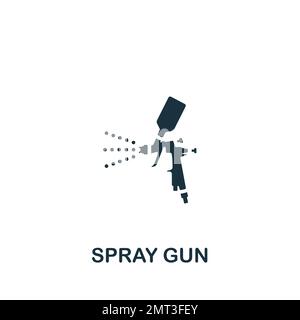 Icona della pistola a spruzzo. Bianco e nero semplice segno dalla collezione di strumenti da costruzione. Icona della pistola a spruzzo per logo, modelli, web design e infografica. Illustrazione Vettoriale