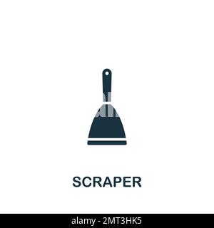 Icona raschiatore. Bianco e nero semplice segno dalla collezione di strumenti da costruzione. Icona raschiatore per logo, modelli, web design e infografiche. Illustrazione Vettoriale