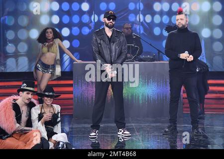 Roma, Italia. 18th Jan, 2023. Roma : Rai Studios ex Caro . Quarta registrazione Boomerissima. Foto : Boomdabash Credit: Independent Photo Agency/Alamy Live News Foto Stock
