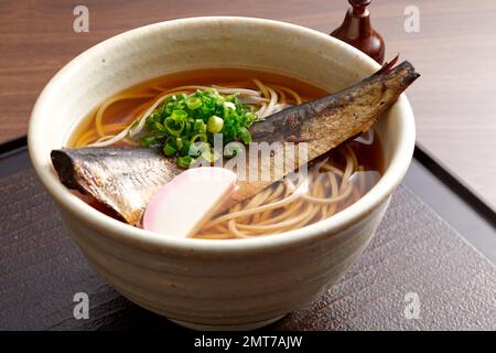 Tagliatelle di soba in stile giapponese Foto Stock