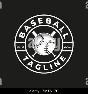 Logo Texas American Sports Baseball Club. Illustrazione grafica vettoriale di un logo Baseball. Modello di design vintage del logo ispirato. su un backgro nero Illustrazione Vettoriale