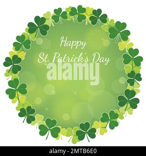 Vector Clover Round Frame Illustration for St. Giornata di Patrick con sfondo verde. Illustrazione Vettoriale