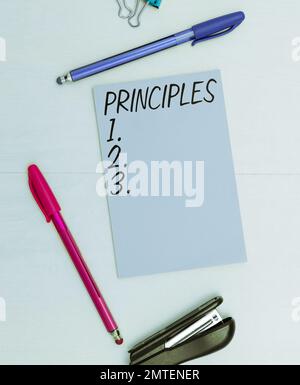 Principi di visualizzazione dei segnali. Concetto che significa verità fondamentale che serve come base per un sistema di credenza Foto Stock