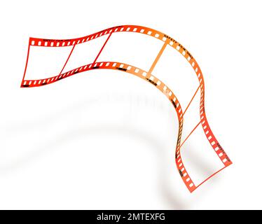 Modello di striscia di pellicola a colori negativi con cornici vuote e un'ombra morbida su sfondo bianco Foto Stock