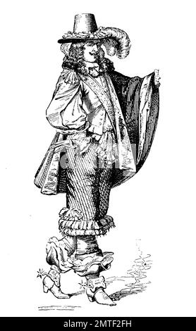Uomo nobile nell'anno 1650, Francia, Storia della moda, costume storia Foto Stock