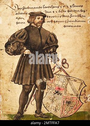 Hernán CORTES (1485-1547) conquistador spagnolo in un'illustrazione contemporanea dell'artista tedesco Christoph Weiditz nel 1529 Foto Stock