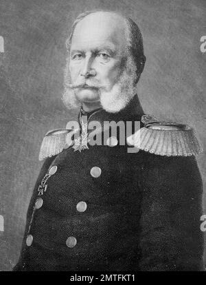 Guglielmo I, o Wilhelm I, Wilhelm Friedrich Ludwig, 22 marzo 1797 - 9 marzo 1888, della casa di Hohenzollern era il re di Prussia 2 Gennaio 1861 - 9 marzo 1888 e il primo imperatore tedesco, illustrazione storico Foto Stock