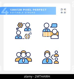 Gruppo di lavoro pixel perfetto RGB icone colore impostato Illustrazione Vettoriale