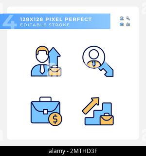 Opportunità di carriera pixel Perfect RGB icone di colore set Illustrazione Vettoriale