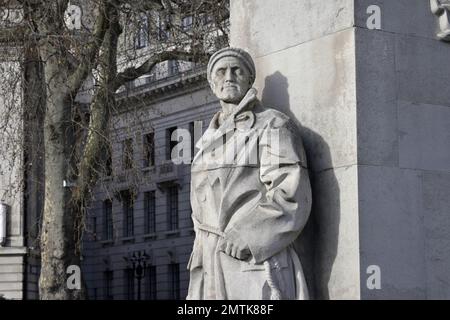 Londra, Inghilterra, Regno Unito. Mercantile Marine Memorial, Trinity Square Gardens, Tower Hill EC3. Commemorando i marinai mercantili morti nel primo mondo Foto Stock