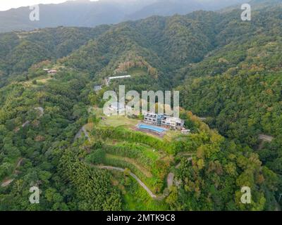 Veduta aerea del paesaggio della zona di Toucheng Township a Taiwan Foto Stock