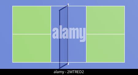 Un campo da pickleball vuoto. vista dall'alto con rendering 3d Foto Stock