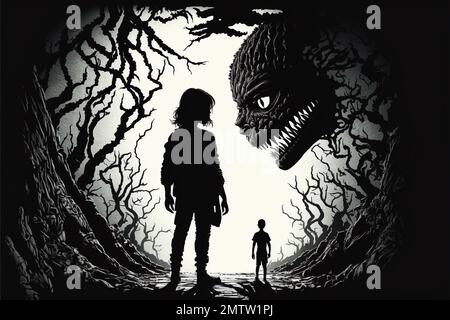 problema sociale degli scolari e del bullismo giovanile. Solitudine e distacco, depressione. Illustrazione 3D di alta qualità Foto Stock