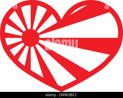 RISING SUN BANDIERA A FORMA DI CUORE Illustrazione Vettoriale