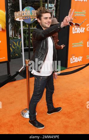 Zac Effron alla 'Lorax' Premiere tenutasi agli Universal Studios. Los Angeles, California. 19th febbraio 2012. Foto Stock