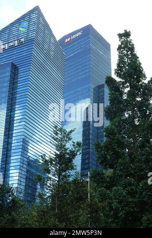 La nuova sede di HSBC nel Centro finanziario di Marina Bay, Singapore, è stata inaugurata nel 2022 dal vice primo ministro di Singapore Heng Swee Keat. Foto Stock