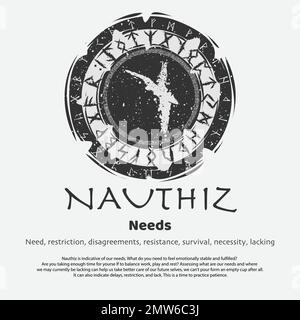 Viking Nauthiz rune scuro scudo cerchio Illustrazione Vettoriale