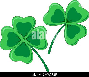 Quattro foglie Lucky Clover, simbolo del giorno di san Patrizio Illustrazione Vettoriale