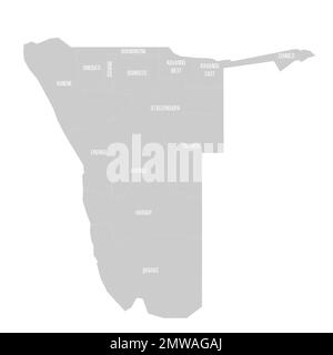 Namibia mappa politica delle divisioni amministrative Illustrazione Vettoriale