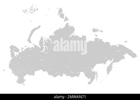 Russia mappa politica delle divisioni amministrative Illustrazione Vettoriale