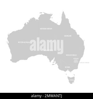 Australia mappa politica delle divisioni amministrative Illustrazione Vettoriale