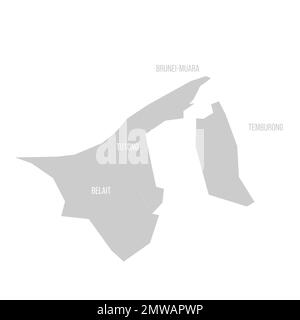 Brunei mappa politica delle divisioni amministrative Illustrazione Vettoriale