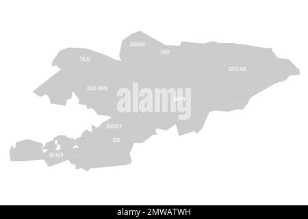 Kirghizistan mappa politica delle divisioni amministrative Illustrazione Vettoriale