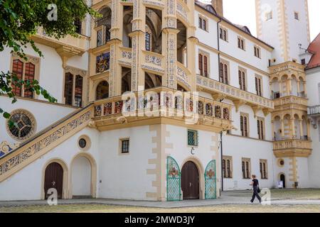 Scala, Castello di Hartenfels, Torgau, Sassonia, Germania Foto Stock