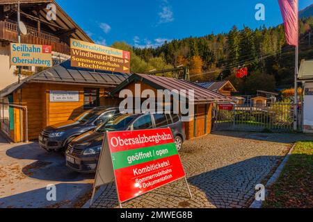 Stazione a valle della storica Obersalzbergbahn, Berchtesgaden, Berchtesgadener Land, alta Baviera, Baviera, Germania Foto Stock