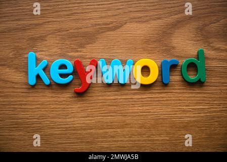 Alfabeto colorato della parola chiave. Foto Stock