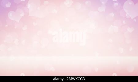 Sfondo bokeh cuori rosa, banner luce offuscata San Valentino, spazio copia Foto Stock
