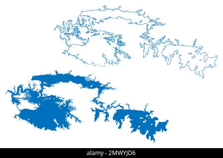 Illustrazione vettoriale della mappa del lago Bayano (Repubblica di Panama, America centrale), schizzo della mappa di Bayano Illustrazione Vettoriale