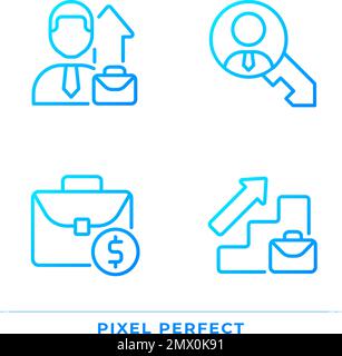 Opportunità di carriera pixel Perfect gradient lineari icone set Illustrazione Vettoriale