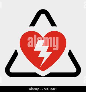 AED, automatico, defibrillatore, esterno, cuore, rosso, icona di segno su sfondo trasparente Illustrazione Vettoriale