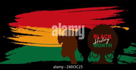 Black History banner del mese per festeggiare. Ritratto le donne africane si affiancano. Storia afro-americana o mese di storia nera. Festeggia Illustrazione Vettoriale