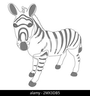 Una linea continua di Zebra. Concetto di vettore di illustrazione a linea sottile. Disegno di contorno idee creative. Illustrazione Vettoriale