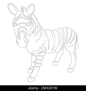 Una linea continua di Zebra. Concetto di vettore di illustrazione a linea sottile. Disegno di contorno idee creative. Illustrazione Vettoriale