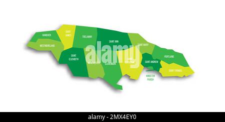 Giamaica carta politica delle divisioni amministrative Illustrazione Vettoriale