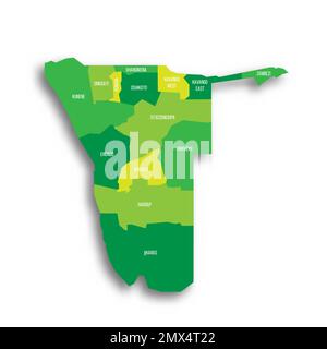 Namibia mappa politica delle divisioni amministrative Illustrazione Vettoriale