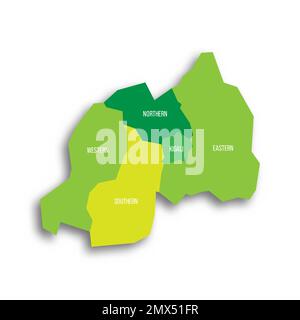 Rwanda mappa politica delle divisioni amministrative Illustrazione Vettoriale