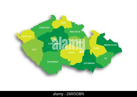 Repubblica ceca carta politica delle divisioni amministrative Illustrazione Vettoriale