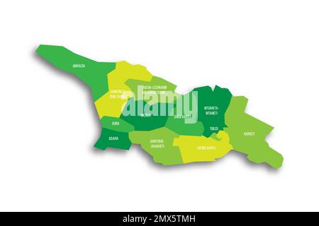 Georgia carta politica delle divisioni amministrative Illustrazione Vettoriale