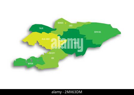 Kirghizistan mappa politica delle divisioni amministrative Illustrazione Vettoriale