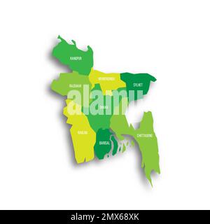 Bangladesh mappa politica delle divisioni amministrative Illustrazione Vettoriale