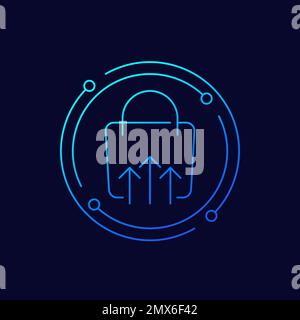 icona linea shopping con borsa e frecce, vettore Illustrazione Vettoriale