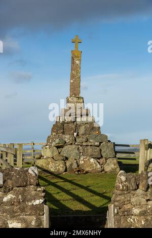 Maggie Wall Witch Monument, Maggie Wall è stato bruciato qui nel 1657 come una strega. Foto Stock